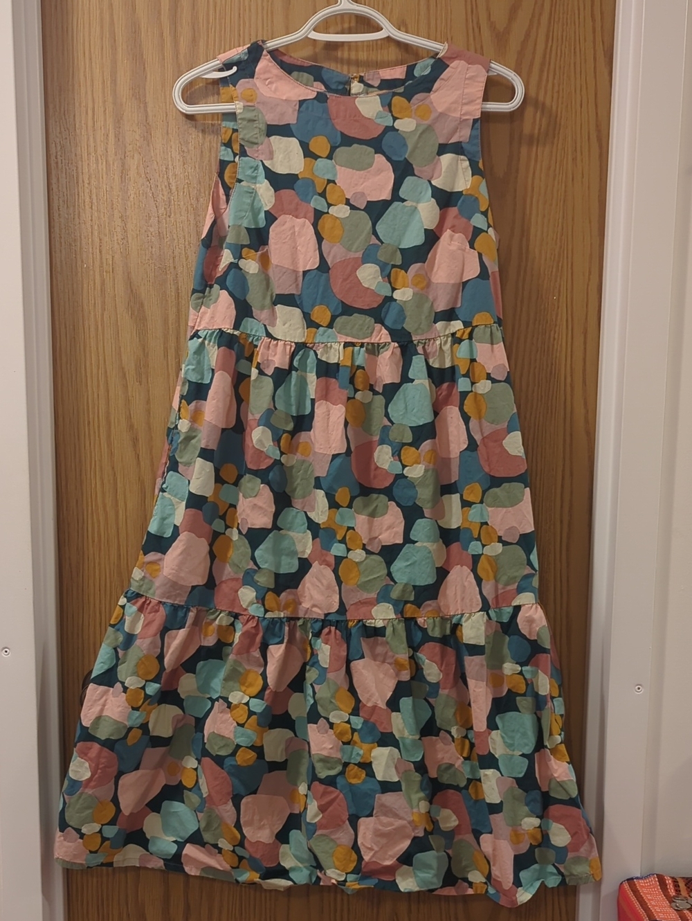 Abstract Tiered Cotton Midi Dress